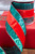4" x 10 Yard Green with Red Stripe Silk Dupion Wired Ribbon Close Up