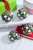 4" Red/Green/White Mercury Glitter Dot Ball - Set of 4
