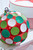 Close up of Red, white and green polka dot ornament