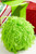 4" Lime Green Furry Fabric Ball Ornament Close Up