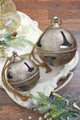 Bronze Metal Bell Ornament with Jute Rope Hanger (Set of 4)