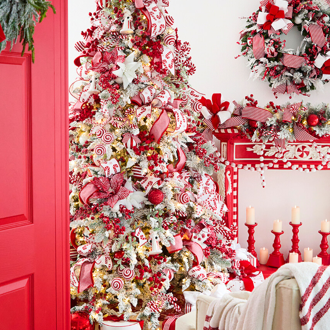 Red and white christmas decor 