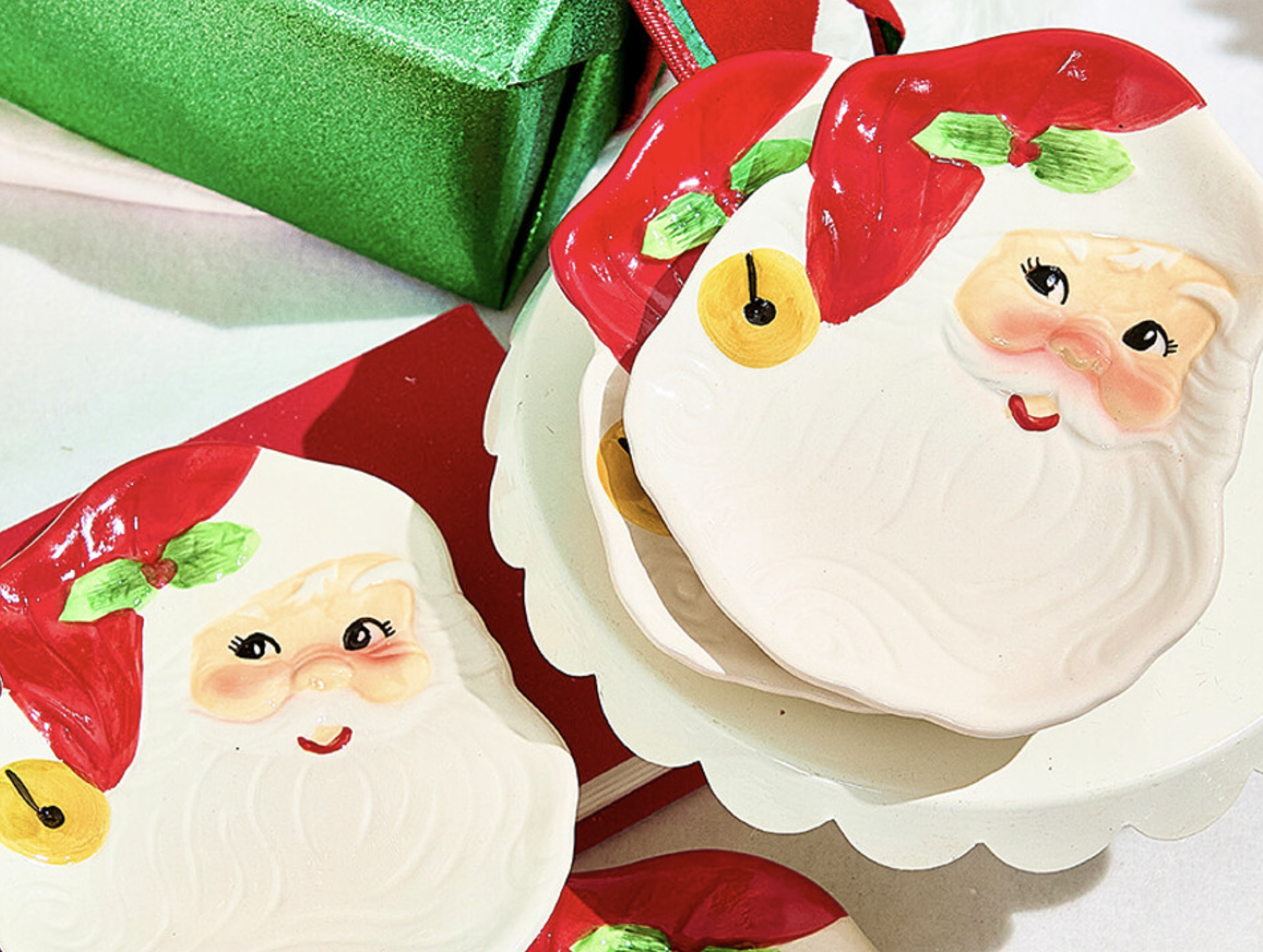 two Santa plates