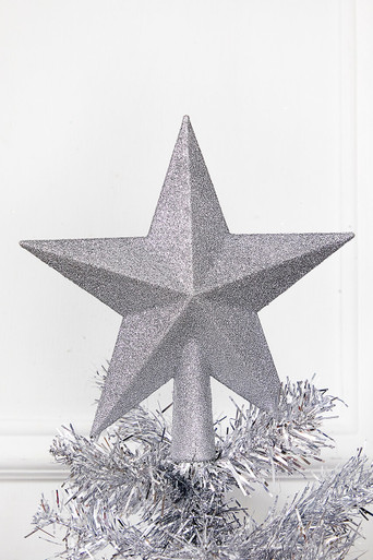 【Silver】Supreme Christmas Tree Topper Silver Shatterproof Tree Topper Ornament Set - Decorator's