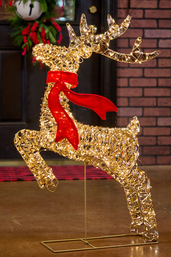 LED Prancing Reindeer with Red Bow 720L Decorator's Warehouse