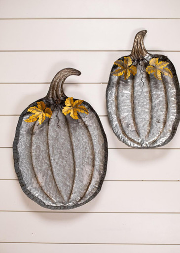 Decorative Tin Pumpkin Tray Set of 3