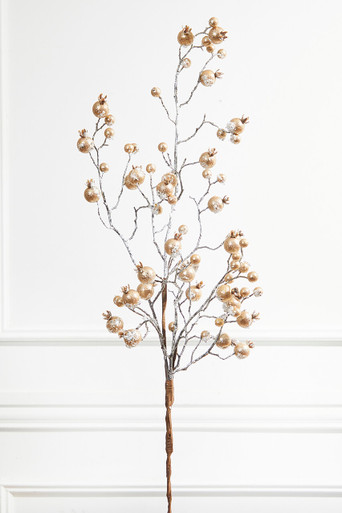 大判アメリカ ステンドグラス Berries＆Grapes グラスマスターズ社c 38” Gold Gilded Frosted Crabapple Christmas Sprays - Decorator's