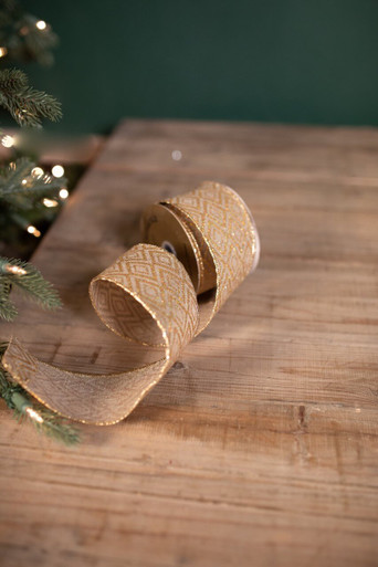 4” x 10 Yard Glittered Linen Ribbon