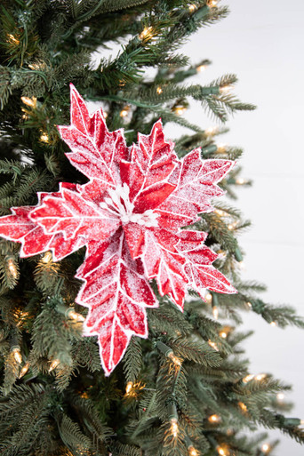 24” Red and White Leaf Stem with Red Berries - Decorator's Warehouse