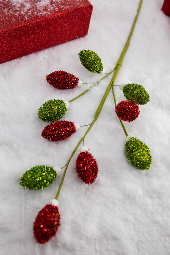 Glitter Red White and Green Christmas Picks Grinch Style Decorations