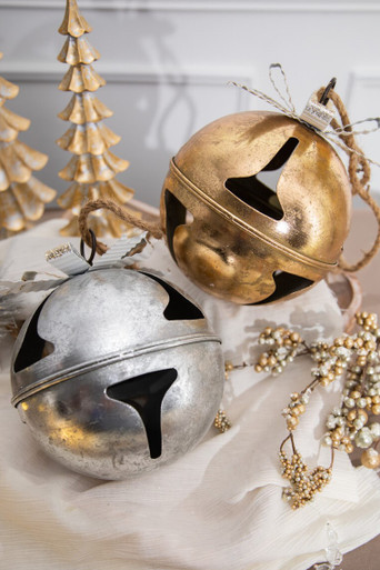 Christmas Bell Ornaments, Metal Jingle Bells with Bowknot and