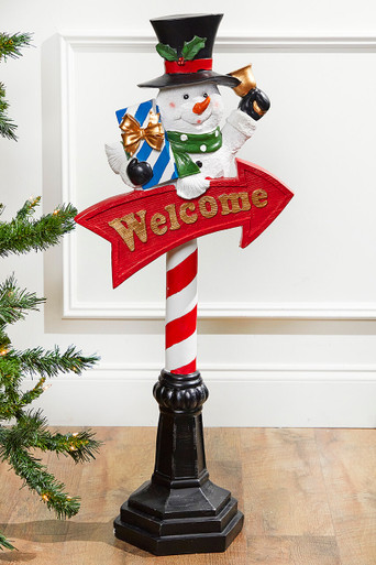 36” Snowmen with Welcome Sign - Decorator's Warehouse