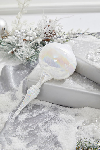 Clear Iridescent Glass Christmas Ornaments