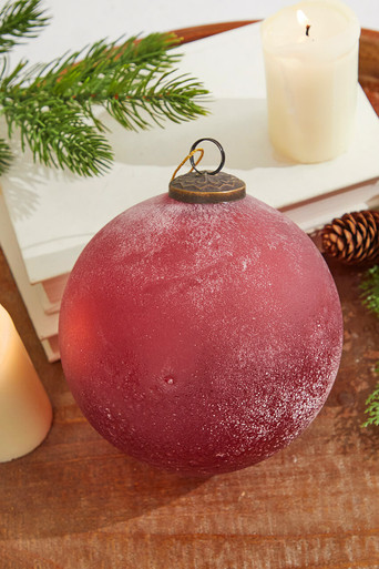 6 Frosted Ruby Glass Ornament - Decorator's Warehouse