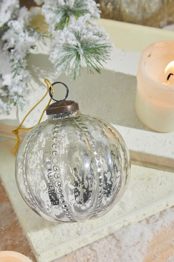 4 Gold/Silver Stripe Mercury Ball Ornament Box - Set of 4 - Decorator's  Warehouse