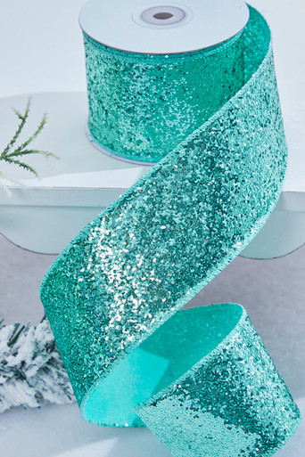 2.5 Teal Glitter Ribbon