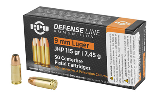 PPU 9MM JHP 115GR 50/1000