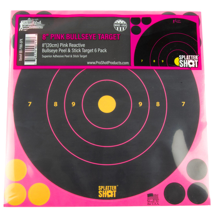 PRO-SHOT 8" PINK BULLSEYE 6PK