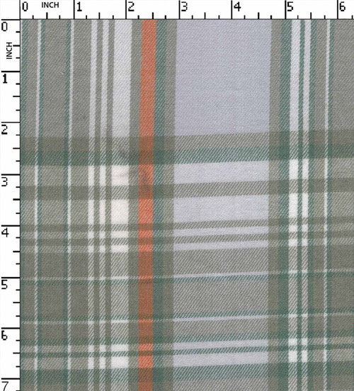 100% Cotton Yarn Dyed Twill Big Check White/Grey/Orange/Teal  20X20 W-58 Gsm-175 Kem-754B-Lb