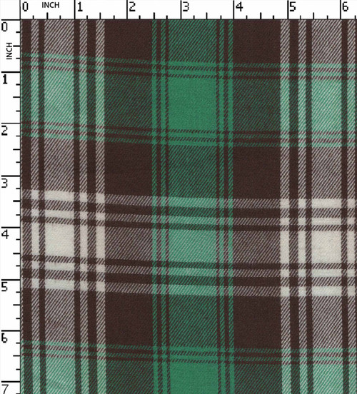 100% Cotton Yarn Dyed Twill Plaid Check Green/Brown/White  20X20 W-58 Gsm-175 Kem-785A-Lb