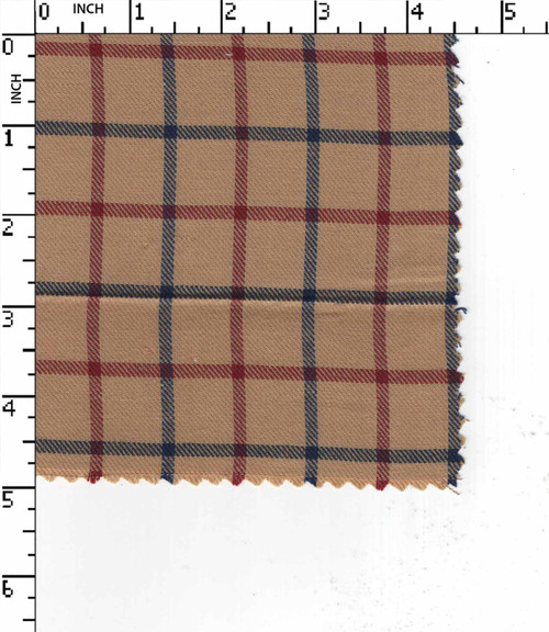 100% Cotton Yarn Dyed Twill Tartan Check Beige/Red/Blue   W-58 Gsm-127 MSB-007B-Lb