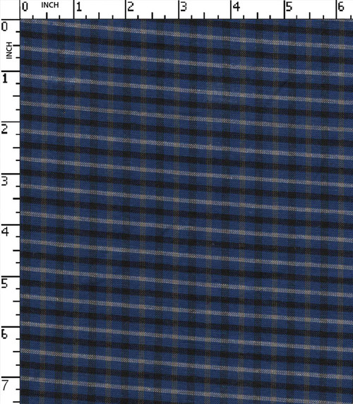 100% Polyester Yarn Dyed Plain  Plaid Check Royal Blue/Black/White/Dk.Grey   W-58 Gsm-123 Rfc-23491-Ac