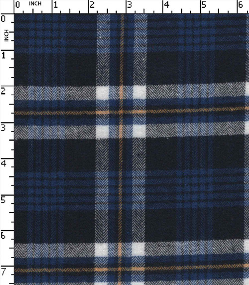 100% Cotton Yarn Dyed Herringbone Flannel Check Navy/Royal Blue/White/Lt.Yellow Brushed  W-58 Gsm-182 Rfc-23483-Ac