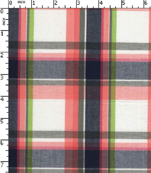 100% Cotton Yarn Dyed Plain  Big Check White/Navy/Peach/Lt.Green   W-58 Gsm-107 Rfc-23067-Ac