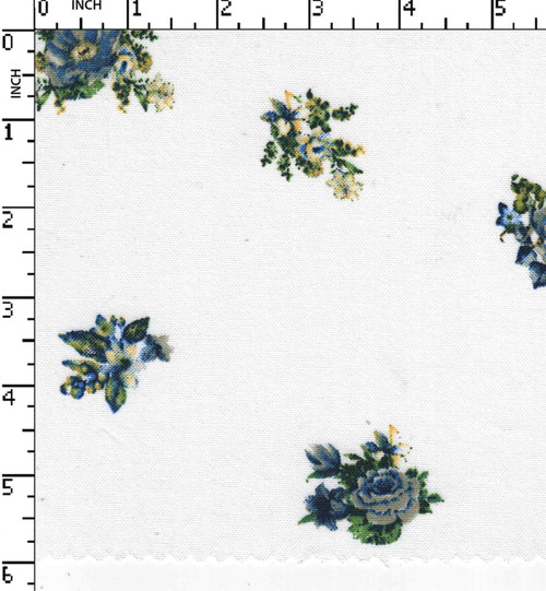 100% Cotton Printed Matty Floral White/Blue/Green/Yellow   W-58 Gsm-147 Aka-Jw4939-Bc