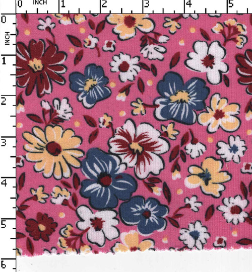 100% Cotton Printed Dobby Floral Maroon/White/Yellow/Pink/Blue Corduroy 40X40-78X17 W-58 Gsm-152 Aka-Ab6415-Bc