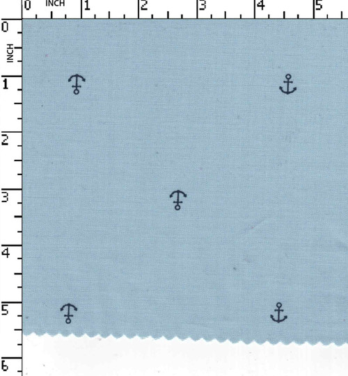 53% Ctn 43% Poly 4% Lycra Printed Plain Anchor Lt.Blue/Navy Poplin 45X45-116X70 W-58 Gsm-105 Aka-Ab6424-Bc