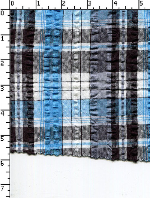100% Cotton Yarn Dyed Plain Medium Checks Blue/Grey/Black/White Seersucker 2/60 C+2/40 C X 40 C - 68X64 Sm-Aa-22