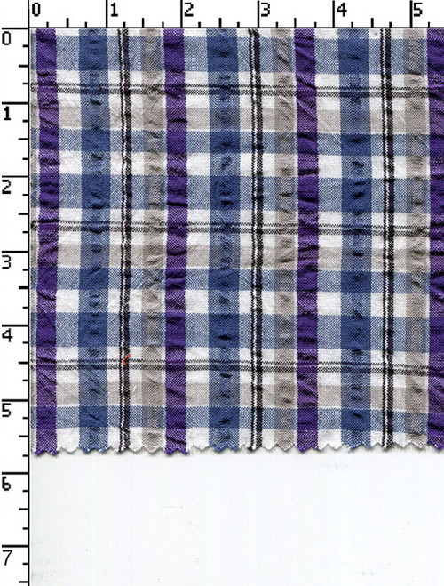 100% Cotton Yarn Dyed Plain Medium Checks Burgandy/Sea Green/Grey/White Seersucker 2/60 C+2/40 C X 40 C - 68X64 Sm-Aa-29
