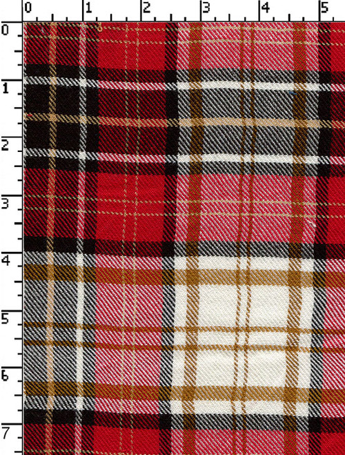 100% Rayon Yarn Dyed Twill Gsm-146  Big Checks Red/Black/Creem/Brown Viscose 2/40 V X 2/40 V - 60X56 Sm-Aa-50