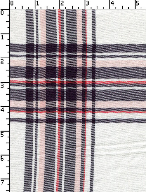 100% Rayon Yarn Dyed 2/2 Twillgsm-109  Big Checks Cream/Navy/Red/Light Peach Viscose 40S V X 40S V - 96X68 Sm-Aa-73