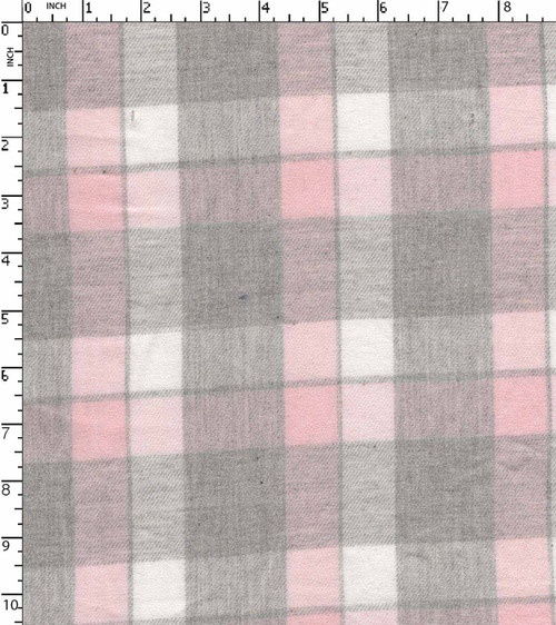 100% Cotton Yarn Dyed Twill Medium Checks Ecru/Pink/Grey Milange  Gsm-167 Jepc-12859