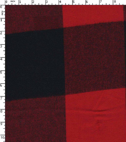 100% Cotton Yarn Dyed Twill Big Buffalo Checks Red/Black Brushed  Gsm-162 Jc-12807
