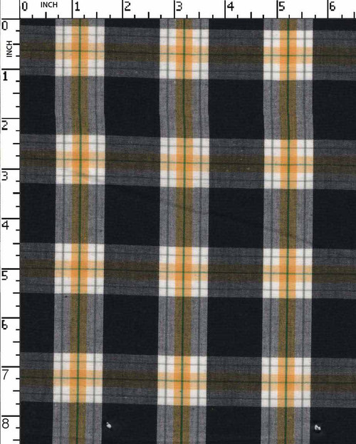 100% Cotton Yarn Dyed Plain Medium Checks Black/Yellow/White   Gsm-123 Jepc-29