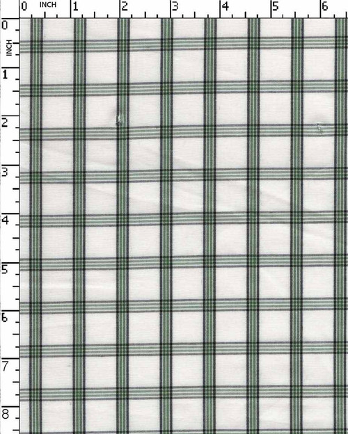 100% Cotton Yarn Dyed Plain Small Checks Off White/Green/Black   Gsm-123 Jepc-277