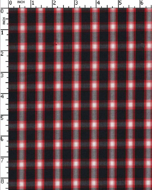 100% Cotton Yarn Dyed Plain Small Checks Red/Black/White   Gsm-111 Jepc-544
