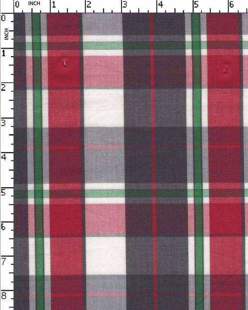 100% Cotton Yarn Dyed Plain Big Checks Charcoal/Cream/Fusia   Gsm-112 Jepc-859