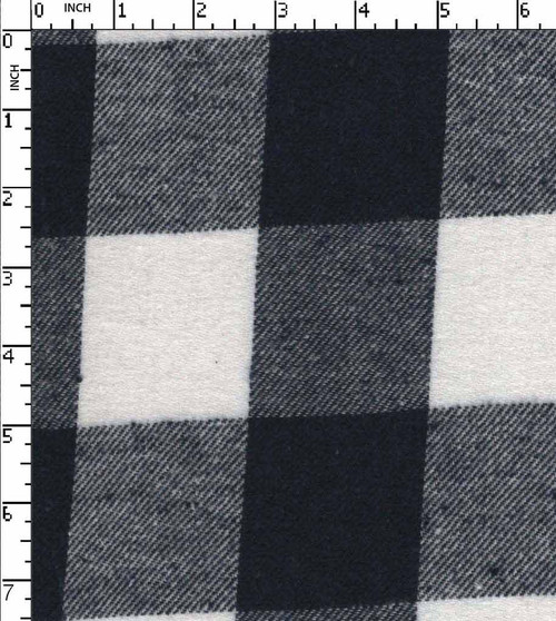 70% Cotton/30% Poly Yarn Dyed Twill Checks White/Navy Brushed  Gsm-186 Ce-12069