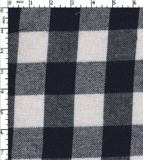 70% Cotton/30% Poly Yarn Dyed Twill Checks Navy/White Brushed  Gsm-186 Ce-12316