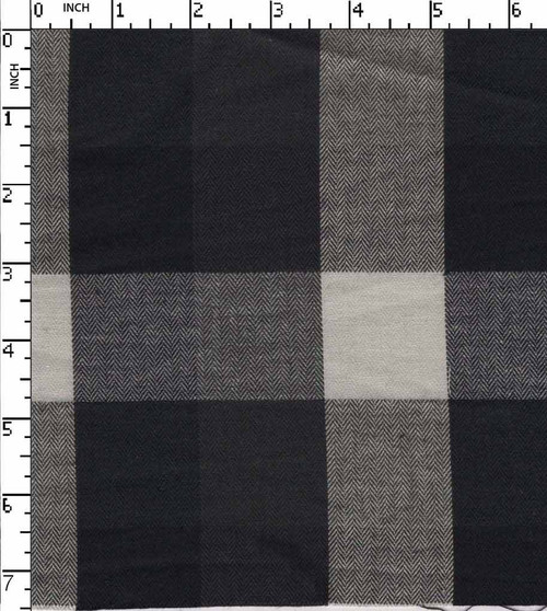 70% Cotton/30% Poly Yarn Dyed Twill Checks Black Brushed  Gsm-186 Ce-17657