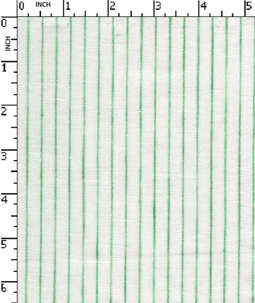 100% Linen Yarn Dyed Plain Pin Stripe White/Green  60 Lea X 60 Lea Gsm-120 Bt-12894-1