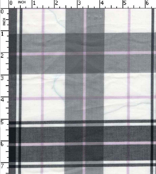 100% Cotton Yarn Dyed Plain Big Checks Grey/White/Black/Lavender   Gsm-113 Nem-21586