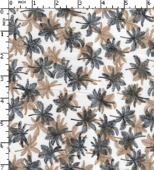 SCM 100% Cotton Printed Plain Palm Tree White/Brown/Black  30X30 Both Side Slub W-58 Gsm-118 Scm-22339-Ed 