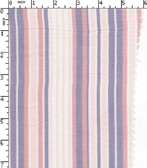 Rayon Flex Yarn Dyed Twill Thin Thick Stripe White/Purple/Peach