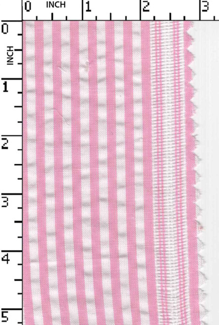 Cotton Poly Recycle Yarn Dyed Seersucker 4Mm Stripe White/Lt Pink