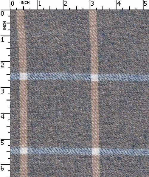 100% Cotton Yarn Dyed Twill Flannel Check Beige/White/Blue Brushed  Gsm-208 Gem-7621-Ca